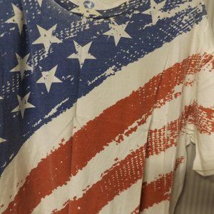 WHITE, AMERICAN FLAG SHORT SLEEVE T-SHIRT, XL, COTTON BLEND